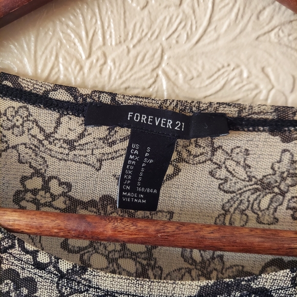 Forever 21 lace print bodycon dress stretch nylon sheer w/ slip lining Sz small - Picture 3 of 8